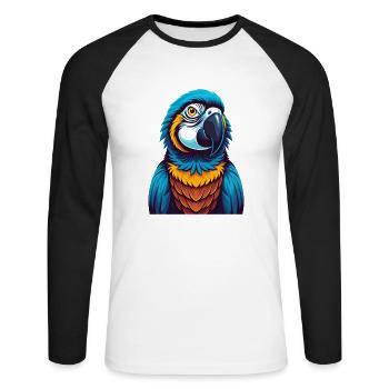 Parrot Colorful Kawaii Cartoon Character Clipart - Unisex Long Sleeve Baseball T-Shirt - white/black - Front - Nik (191cm)