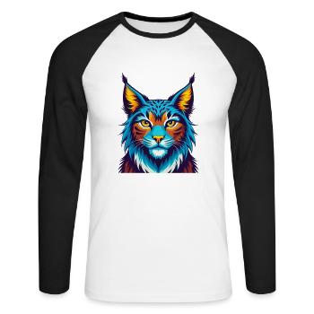 Lynx Colorful Kawaii Cartoon Character Clipart - Unisex Long Sleeve Baseball T-Shirt - white/black - Front - Nik (191cm)