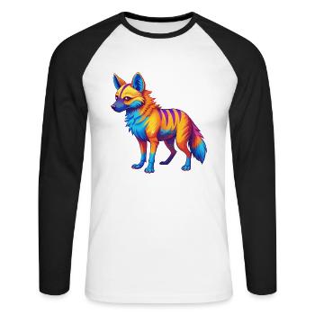 Aardwolf coloré Kawaii Dessin animé Personnage Clipart - T-shirt baseball manches longues Homme - blanc/noir - Devant - Nik (191cm)