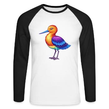 Avocet Colorful Kawaii Cartoon Character Clipart - Unisex Long Sleeve Baseball T-Shirt - white/black - Front - Nik (191cm)
