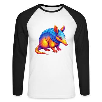 Armadillo Colorful Kawaii Cartoon Character Animal - Unisex Long Sleeve Baseball T-Shirt - white/black - Front - Nik (191cm)