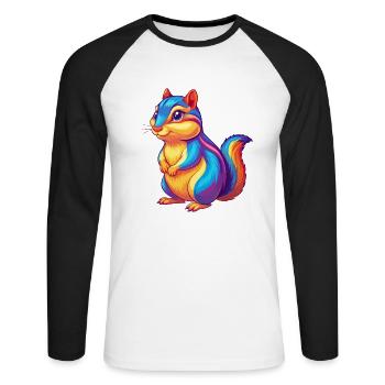 Chipmunk Colorful Kawaii Cartoon Character Clipart - Unisex Long Sleeve Baseball T-Shirt - white/black - Front - Nik (191cm)