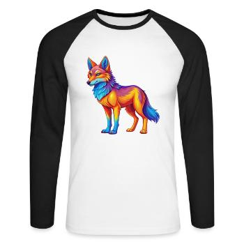 Coyote Colorful Kawaii Cartoon Character Clipart - Unisex Long Sleeve Baseball T-Shirt - white/black - Front - Nik (191cm)