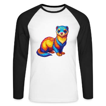Ferret Colorful Kawaii Cartoon Character Clipart - Unisex Long Sleeve Baseball T-Shirt - white/black - Front - Nik (191cm)