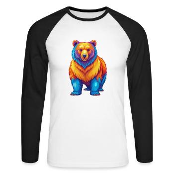 ours coloré kawaii dessin animé personnage clipart - T-shirt baseball manches longues Homme - blanc/noir - Devant - Nik (191cm)