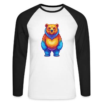ours coloré kawaii dessin animé personnage clipart - T-shirt baseball manches longues Homme - blanc/noir - Devant - Nik (191cm)