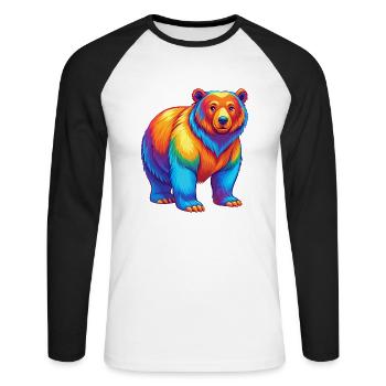 ours coloré kawaii dessin animé personnage clipart - T-shirt baseball manches longues Homme - blanc/noir - Devant - Nik (191cm)