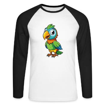 Parrot Cute Cartoon Character Kawaii Clipart - Unisex Long Sleeve Baseball T-Shirt - white/black - Front - Nik (191cm)