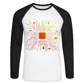 Tech Computer Motherboard Abstract Microchip - Unisex Long Sleeve Baseball T-Shirt - white/black - Front - Nik (191cm)