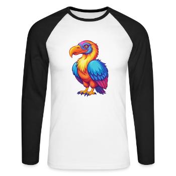 Vulture Coloré Kawaii Dessin Animé Personnage Clipart - T-shirt baseball manches longues Homme - blanc/noir - Devant - Nik (191cm)