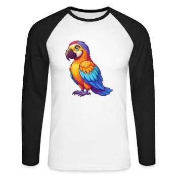 Parrot Colorful Kawaii Cartoon Character Clipart - Unisex Long Sleeve Baseball T-Shirt - white/black - Front - Nik (191cm)