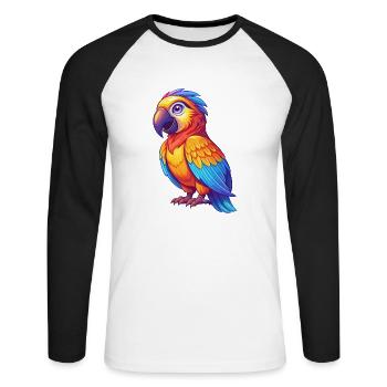 Parrot Colorful Kawaii Cartoon Character Clipart - Unisex Long Sleeve Baseball T-Shirt - white/black - Front - Nik (191cm)