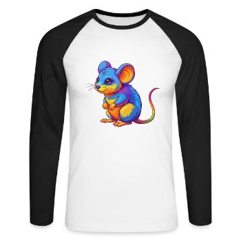 mouse Colorful Kawaii Cartoon Character Clipart - Unisex Long Sleeve Baseball T-Shirt - white/black - Front - Nik (191cm)