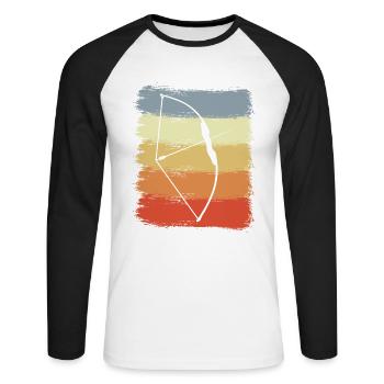 Vintage Bogen und Pfeil - Unisex Baseballshirt langarm - Weiß/Schwarz - Vorne - Nik (191cm)