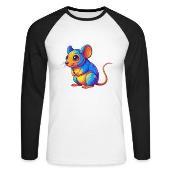 Mouse Colorful Kawaii Cartoon Character Clipart - Unisex Long Sleeve Baseball T-Shirt - white/black - Front - Nik (191cm)