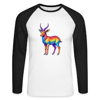 Impala Bunte Kawaii Cartoon Figur Clipart - Unisex Baseballshirt langarm - Weiß/Schwarz - Vorne - Nik (191cm)