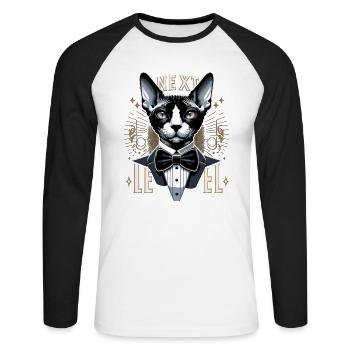 Cornish Rex Suit Next Level Cat Gift - Unisex Long Sleeve Baseball T-Shirt - white/black - Front - Nik (191cm)