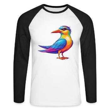 Seeschwalbe Bunte Kawaii Cartoon Figur Vogel - Unisex Baseballshirt langarm - Weiß/Schwarz - Vorne - Nik (191cm)