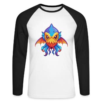 vampire calmar coloré kawaii dessin animé animal marin - T-shirt baseball manches longues Homme - blanc/noir - Devant - Nik (191cm)