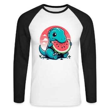 Mignon T-Rex Watermelon Cadeau d’été - T-shirt baseball manches longues Homme - blanc/noir - Devant - Nik (191cm)