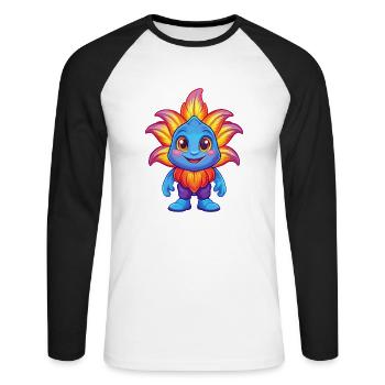 Sea Lily Colorful Kawaii Cartoon Sea Animal - Unisex Long Sleeve Baseball T-Shirt - white/black - Front - Nik (191cm)