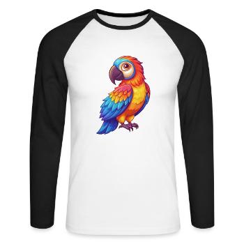 Parrot Colorful Kawaii Cartoon Character Bird - Unisex Long Sleeve Baseball T-Shirt - white/black - Front - Nik (191cm)