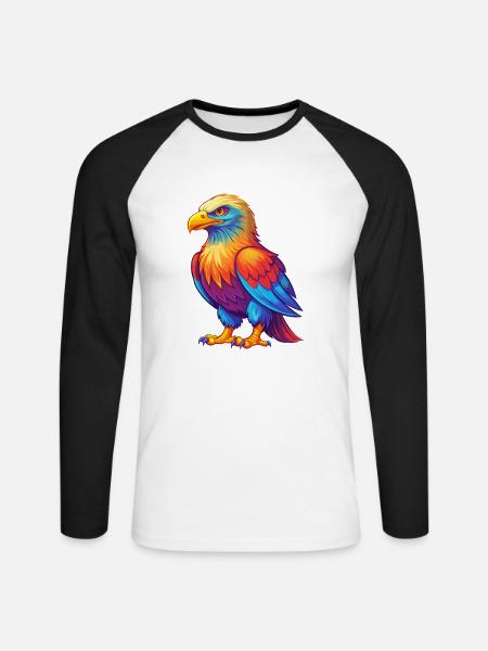 Weißkopfseeadler Bunte Kawaii Cartoon Figur Vogel - Unisex Baseballshirt langarm - Weiß/Schwarz