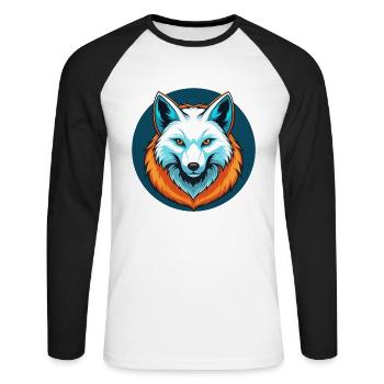 Polarfuchs Niedliches Kawaii Cartoon Tier Haustier Logo - Unisex Baseballshirt langarm - Weiß/Schwarz - Vorne - Nik (191cm)