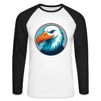 Albatross Cute Kawaii Cartoon Animal Pet Logo - Unisex Long Sleeve Baseball T-Shirt - white/black - Front - Nik (191cm)