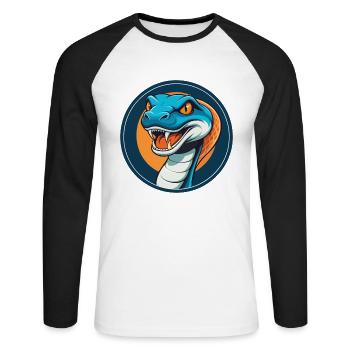 Anaconda Mignon Kawaii Dessin Animé Animal Animal Logo - T-shirt baseball manches longues Homme - blanc/noir - Devant - Nik (191cm)
