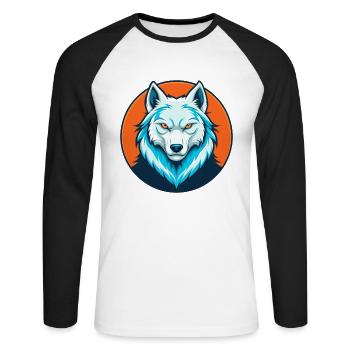 Arctic Wolf Cute Kawaii Cartoon Animal Pet Logo - Unisex Long Sleeve Baseball T-Shirt - white/black - Front - Nik (191cm)