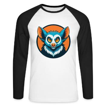 Aye Aye Cute Funny Kawaii Cartoon Animal Pet Logo - Unisex Long Sleeve Baseball T-Shirt - white/black - Front - Nik (191cm)