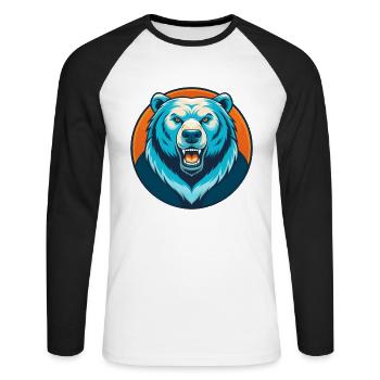 ours mignon kawaii dessin animé clipart animal de compagnie logo - T-shirt baseball manches longues Homme - blanc/noir - Devant - Nik (191cm)