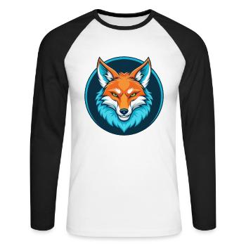 Coyote Cute Kawaii Cartoon Clipart Animal Pet Logo - Unisex Long Sleeve Baseball T-Shirt - white/black - Front - Nik (191cm)