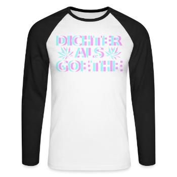 Cannabis Goethe - Unisex Baseballshirt langarm - Weiß/Schwarz - Vorne - Nik (191cm)