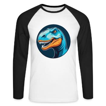 dinosaure mignon kawaii dessin animé animal animal logo - T-shirt baseball manches longues Homme - blanc/noir - Devant - Nik (191cm)