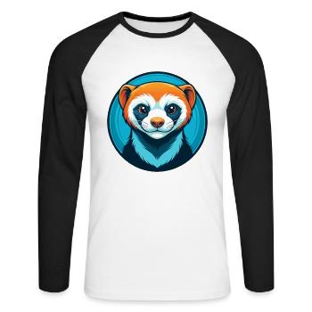 Ferret Cute Kawaii Cartoon Clipart Animal Pet Logo - Unisex Long Sleeve Baseball T-Shirt - white/black - Front - Nik (191cm)
