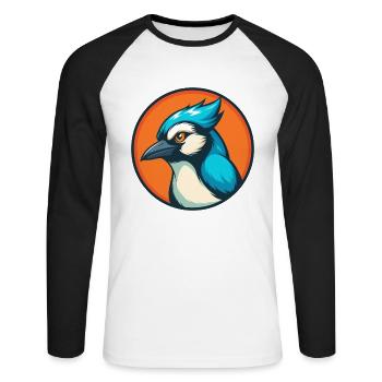 Jay Bird Niedliches Kawaii Cartoon Tier Haustier Logo - Unisex Baseballshirt langarm - Weiß/Schwarz - Vorne - Nik (191cm)