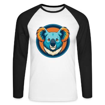 Koala mignon kawaii dessin animé clipart animal animal logo - T-shirt baseball manches longues Homme - blanc/noir - Devant - Nik (191cm)