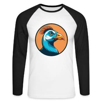 pintade mignon kawaii dessin animé animal animal logo - T-shirt baseball manches longues Homme - blanc/noir - Devant - Nik (191cm)