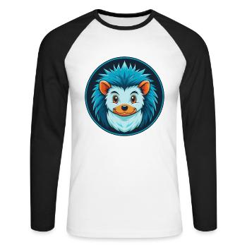 hérisson mignon Kawaii dessin animé animal animal de compagnie logo - T-shirt baseball manches longues Homme - blanc/noir - Devant - Nik (191cm)