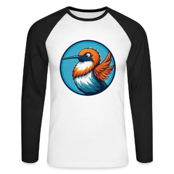 colibri mignon kawaii dessin animé animal de compagnie logo - T-shirt baseball manches longues Homme - blanc/noir - Devant - Nik (191cm)