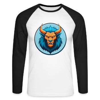 Manticore Mignon Kawaii Dessin Animé Animal Animal Pet Logo - T-shirt baseball manches longues Homme - blanc/noir - Devant - Nik (191cm)