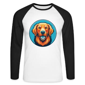 Golden Retriever Dog Cute Kawaii Cartoon Pet Logo - Unisex Long Sleeve Baseball T-Shirt - white/black - Front - Nik (191cm)