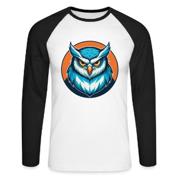 Owl Cute Kawaii Cartoon Clipart Animal Pet Logo - Unisex Long Sleeve Baseball T-Shirt - white/black - Front - Nik (191cm)