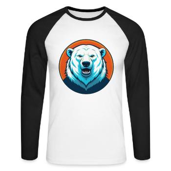 ours polaire mignon Kawaii dessin animé animal de compagnie logo - T-shirt baseball manches longues Homme - blanc/noir - Devant - Nik (191cm)