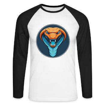 serpent mignon kawaii dessin animé clipart animal de compagnie logo - T-shirt baseball manches longues Homme - blanc/noir - Devant - Nik (191cm)