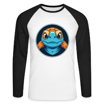 Turtle Cute Kawaii Cartoon Clipart Animal Pet Logo - Unisex Long Sleeve Baseball T-Shirt - white/black - Front - Nik (191cm)