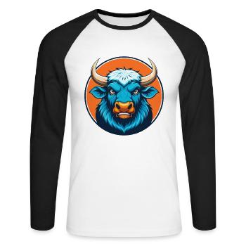 Yak Cute Kawaii Cartoon Clipart Animal Pet Logo - Unisex Long Sleeve Baseball T-Shirt - white/black - Front - Nik (191cm)