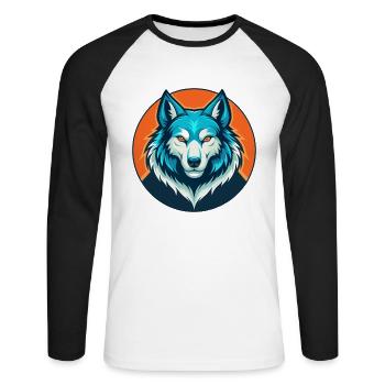 Wolf Cute Kawaii Cartoon Clipart Animal Pet Logo - Unisex Long Sleeve Baseball T-Shirt - white/black - Front - Nik (191cm)